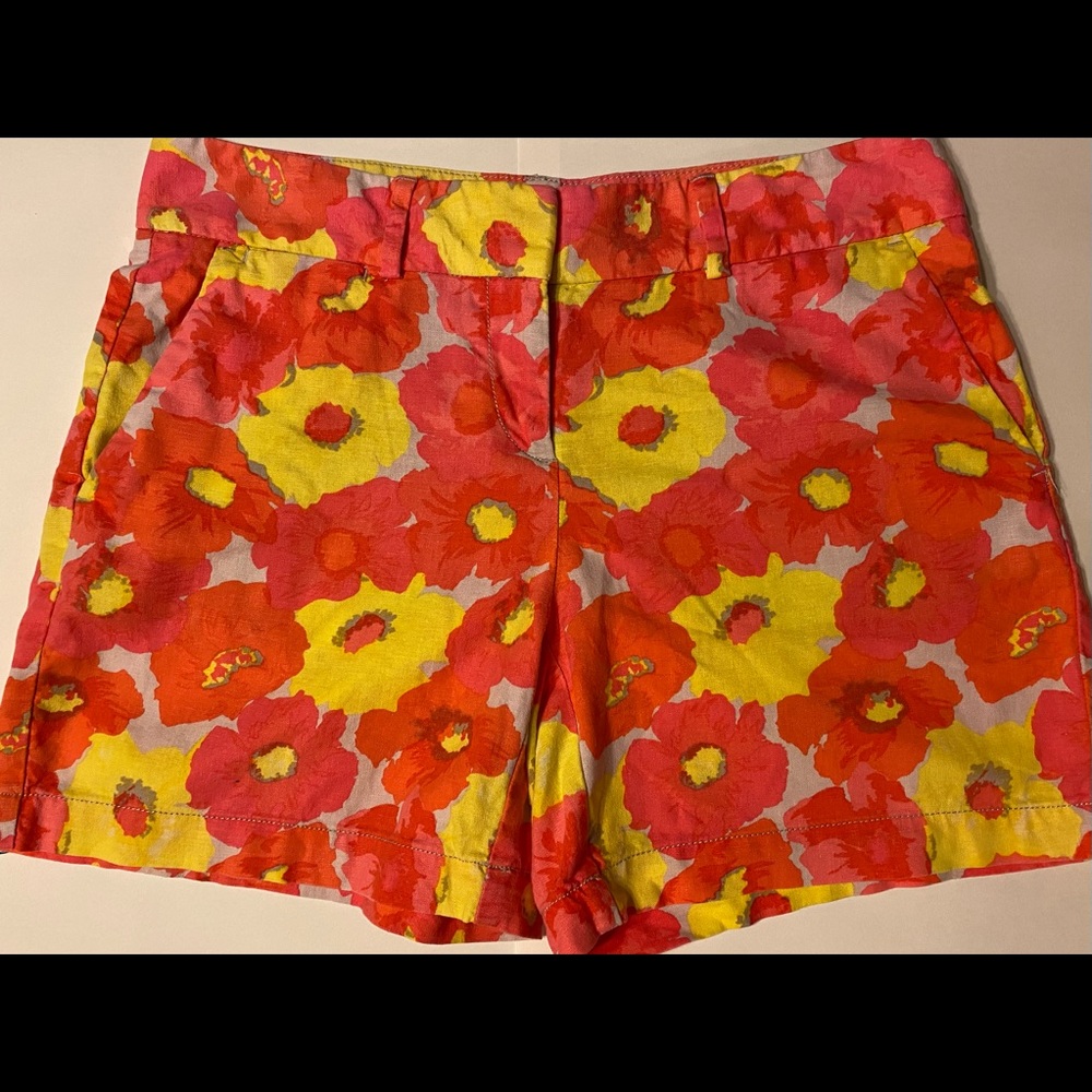 Ann Taylor Loft floral shorts size 2 linen cotton blend